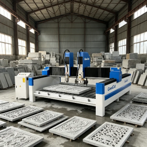 GC1325S Stone Cnc Router engraves Marble with Saw